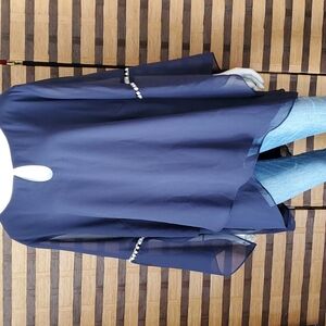 NWT!  Le Bos draped chiffon top bell sleeves